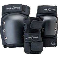 PRO-TEC STREET ADULT 3-PK PAD SET OPEN-BACK BLACK